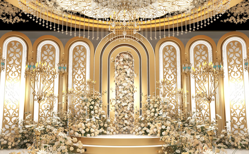 滨海香槟色调婚礼堂效果展示